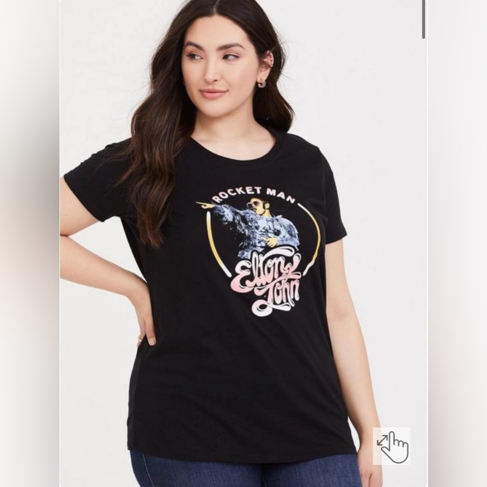 Torrid Elton John Rocket Man Black T-Shirt Size 0